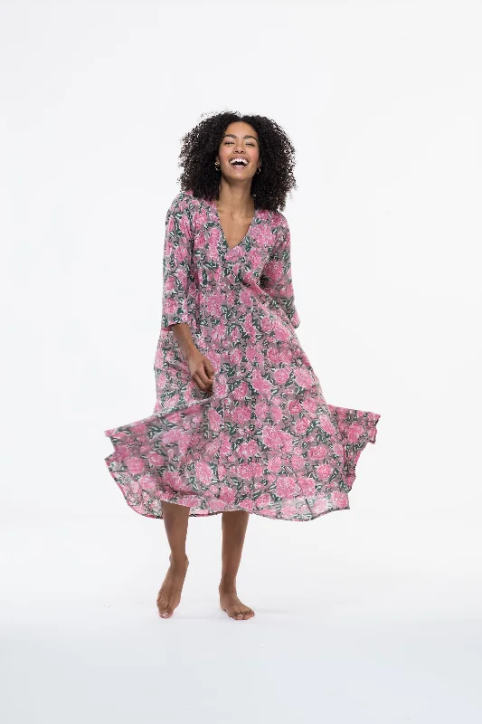 Rani Panel Dress Hand Block Printed in Pure Cotton SS2021