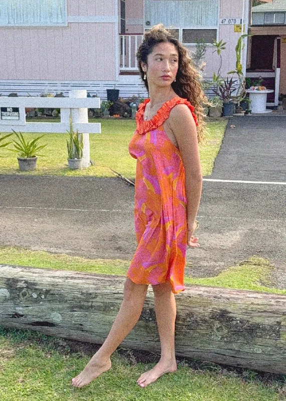 Cindy Dress in Day Glow Hibiscus