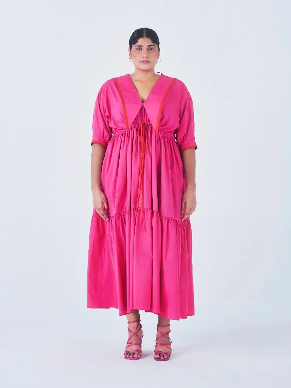 Dahlia Tiered Dress, Hot Pink