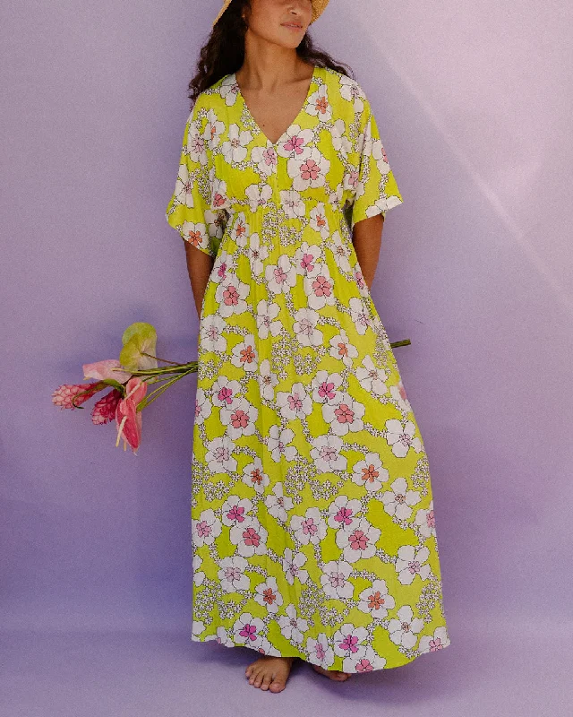 Maxi Alice Dress in Hibiscus Lime