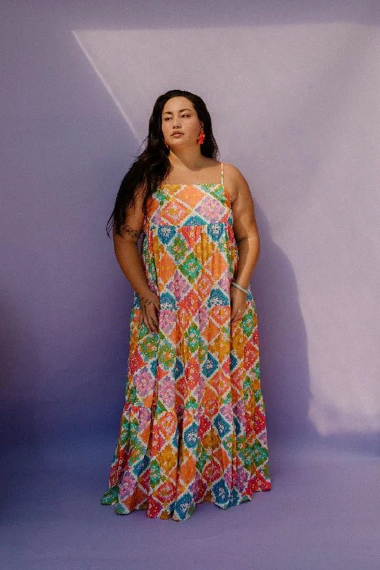 Maxi Rell Dress in Rainbow Diamonds