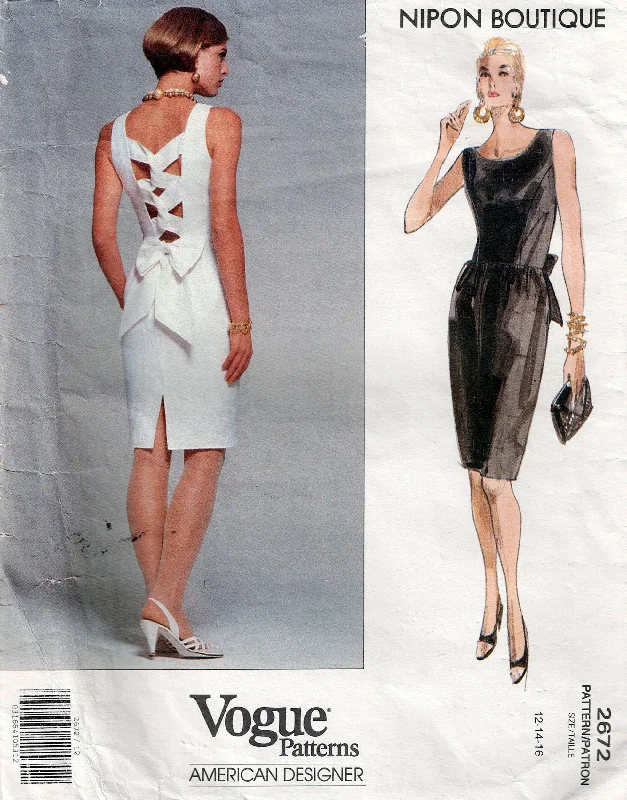 Vogue American Designer 2672 NIPON BOUTIQUE Womens Back Bow Evening Dress 1990s Vintage Sewing Pattern Size 12 Bust 34 Inches Vogue American Designer 2672 NIPON BOUTIQUE Womens Back Bow Evening Dress 1990s Vintage Sewing Pattern Size 12 Bust 34 Inches