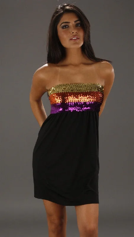 Vintage Havana Multicolored Sequin Tube Dress in Black