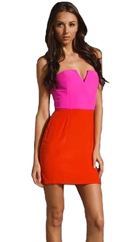 Naven Two Tone Bombshell Dress in Hot Pink/Orange