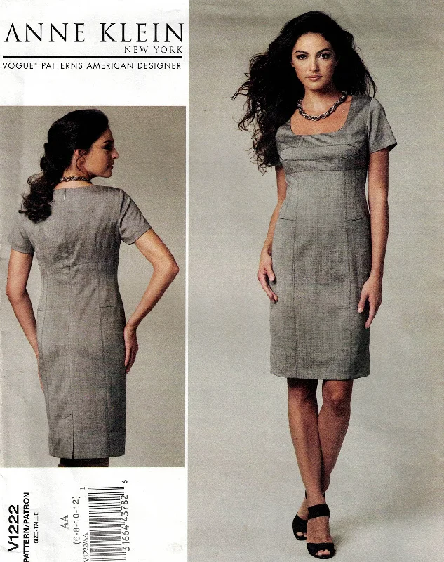 Vogue American Designer 1222 Anne Klein Womens Fitted Dress with Topstitching Detail Out Of Print Sewing Pattern Size 6 - 12 UNCUT Factory Folded