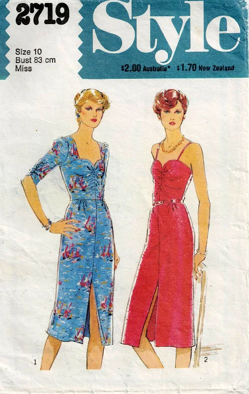 Style 2719 Womens Ruched Sweetheart Evening Dress 1970s Vintage Sewing Pattern Size 10 Bust 32.5 Inches