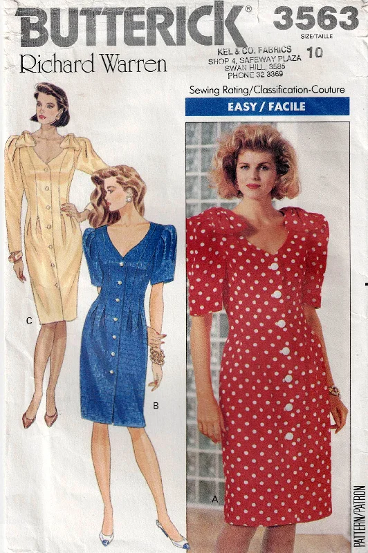 Butterick 3563 Womens Pleated Evening Sheath Dress 1980s Vintage Sewing Pattern Size 10 Bust 32.5 inches UNCUT Factory Folded