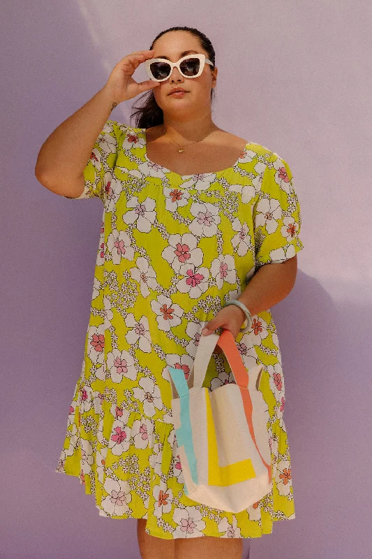 Emma Dress in Hibiscus Lime