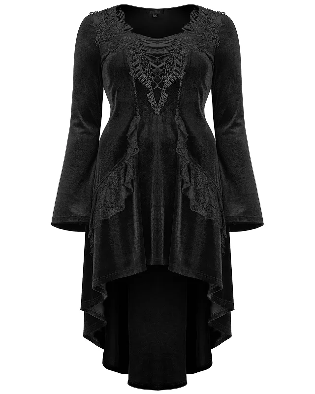 Punk Rave Plus Size Womens Velvet Gothic Lace Applique Dress