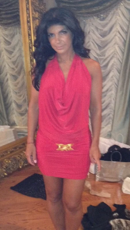 Rockstar Runway Open Back Halter Dress in Red