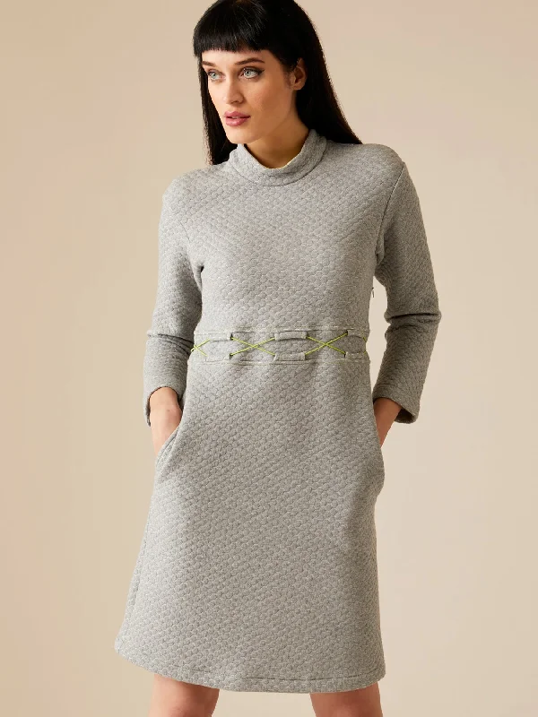 Louise Quilted Dress, Grey