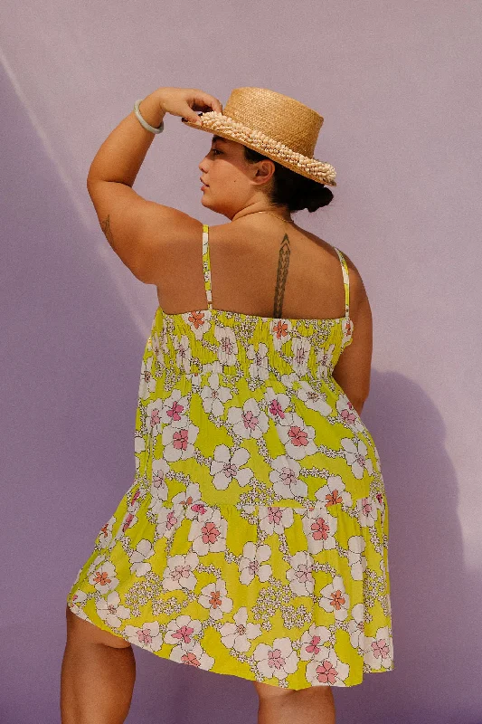 Mini Rell Dress in Hibiscus Lime