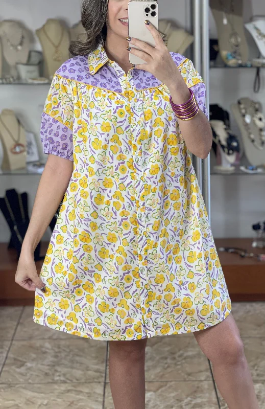 Lilac/Yellow Mix Floral Dress