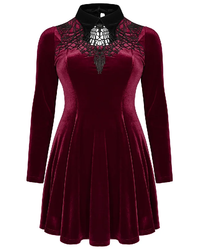Punk Rave Plus Size Womens Creeping Vines Gothic Evening Dress - Red