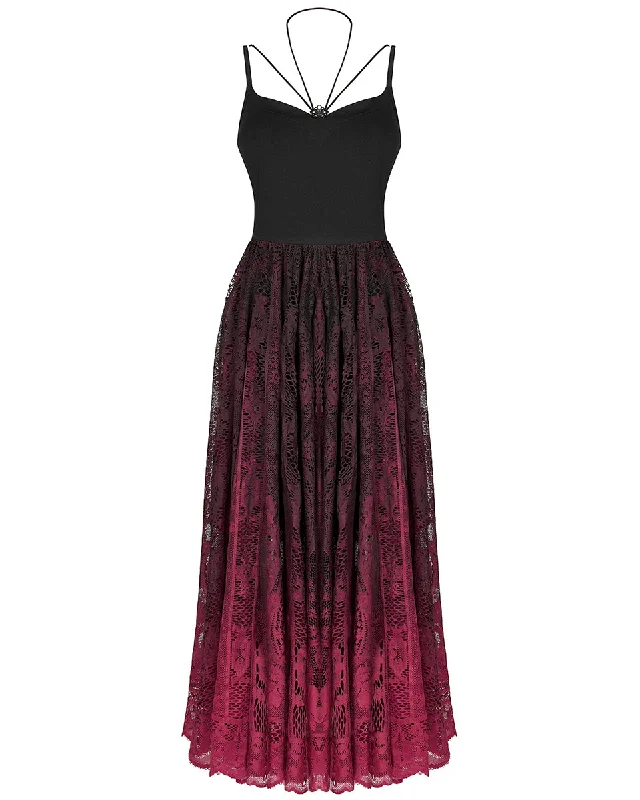 Punk Rave Daily Life Casual Gothic Gradient Dress - Black & Red