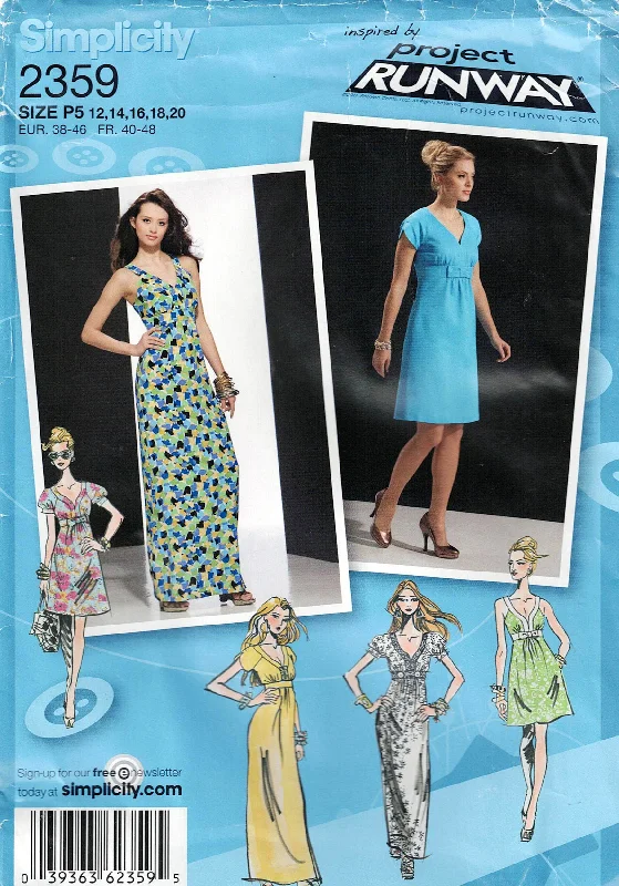 Simplicity 2359 PROJECT RUNWAY Womens Midriff Band Dresses Out Of Print Sewing Pattern Sizes 12 - 20 UNCUT Factory Folded