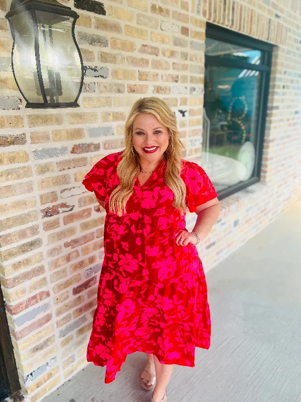 R0892  Red Mix Dress