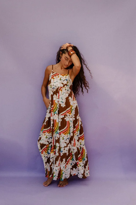 Maxi Rell Dress in Brown Anuenue Waves