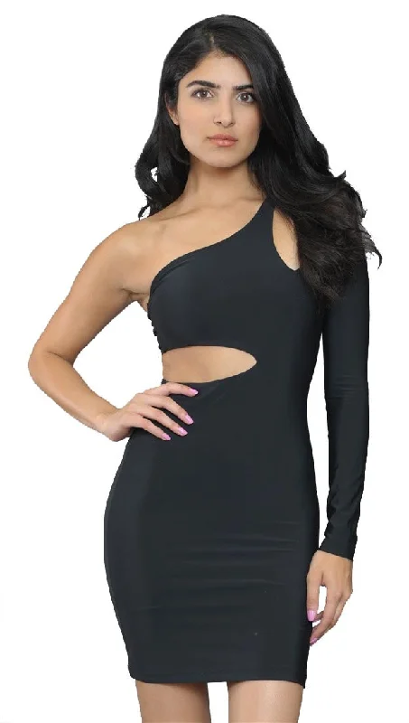 Boulee Ciara Cut Out Long Sleeve Scuba Dress in Black