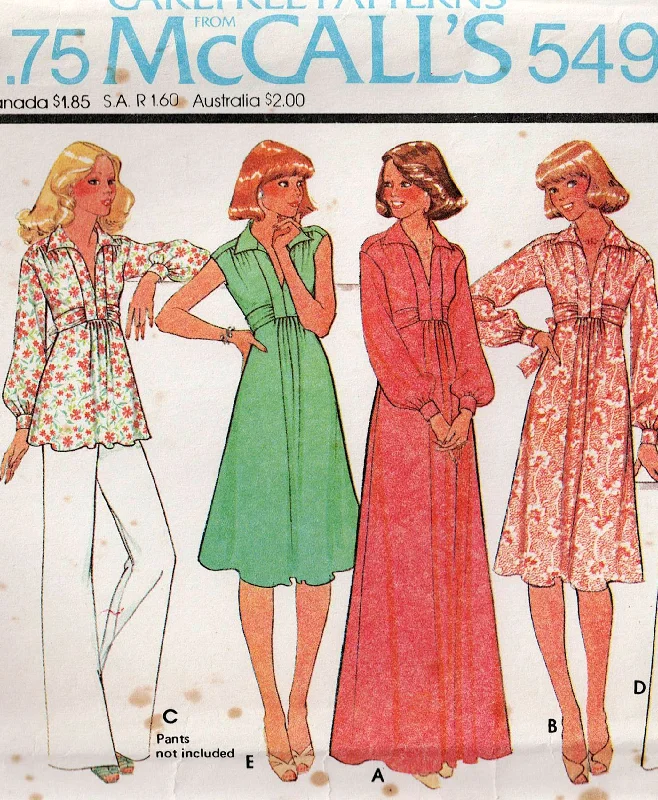 McCall's 5490 Womens Stretch Knit Dress or Top with Waist Ties 1970s Vintage Sewing Pattern Size 14 Bust 36 Inches McCall's 5490 Womens Stretch Knit Dress or Top with Waist Ties 1970s Vintage Sewing Pattern Size 14 Bust 36 Inches