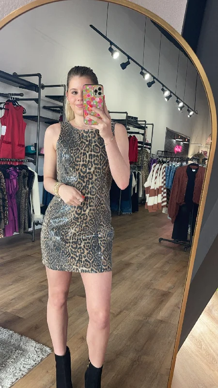 Lovely in Leopard Sequin Dress