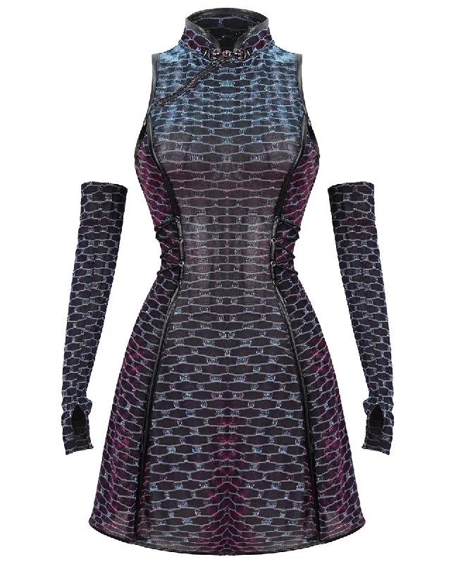 Devil Fashion Womens Cyberdelica Dress & Sleeves Set