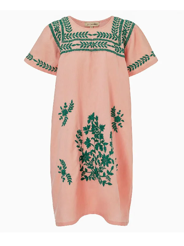 San Pedro Embroidered Cotton Dress, Pink