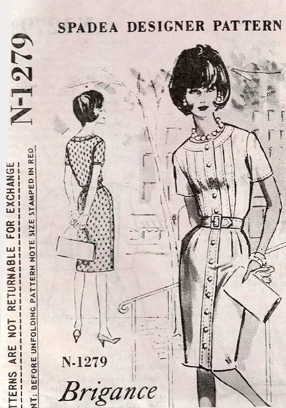 Spadea N-1279 TOM BRIGANCE Womens Tailored Slim Dress 1960s Vintage Sewing Pattern Bust 38 Inches UNUSED Factory Folded