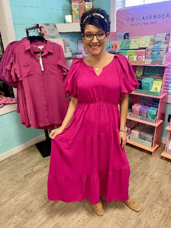 K8414 Hot pink dress