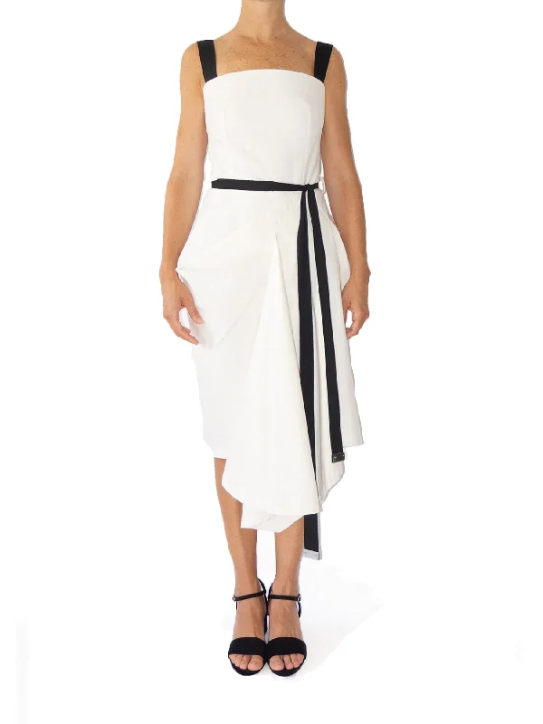 Onna Organic Cotton Canvas Dress, White / Black