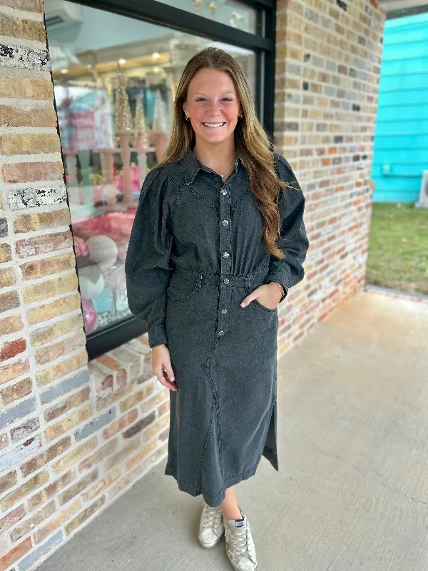 D25385 Denim Black Dress