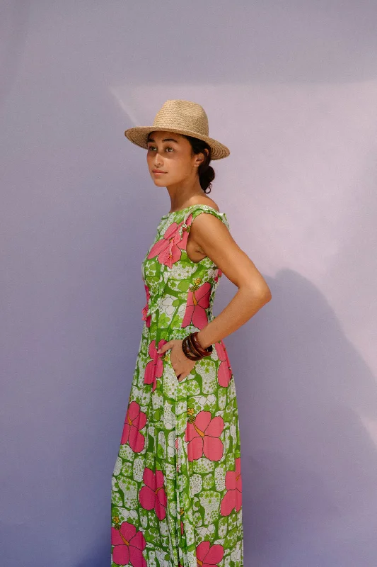 Bernice Dress in Green Flower Power Patches