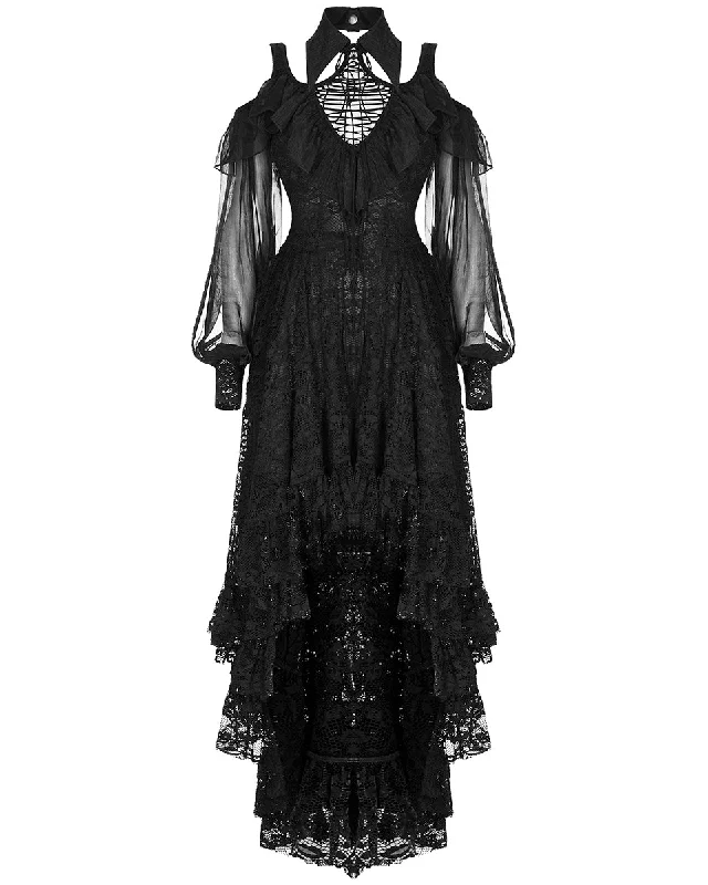 Punk Rave Decadent Gothic Floral Lace Hi Low Dress