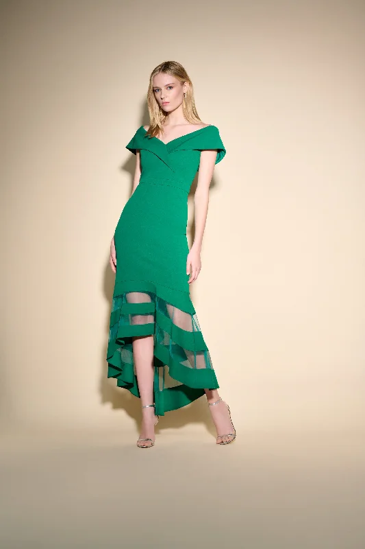 LAST ONE SZ 4 - Joseph Ribkoff Sheer Panel Dress Style 223743 - True Emerald