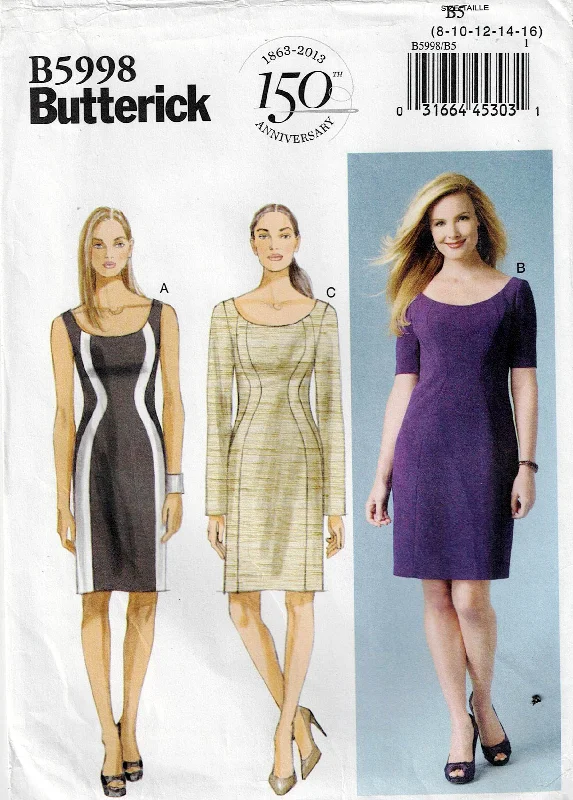 Butterick 5998 Womens Curvy Color Blocked Dress Out Of Print Sewing Pattern Size 8 - 16 UNCUT Factory Folded