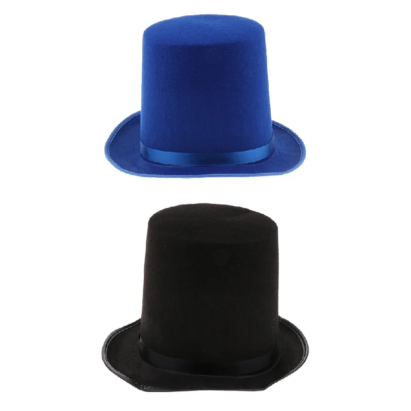 Maxbell Men Women Top Hat Fancy Dress Felt Fancy Dress Performing Magician Hat Black
