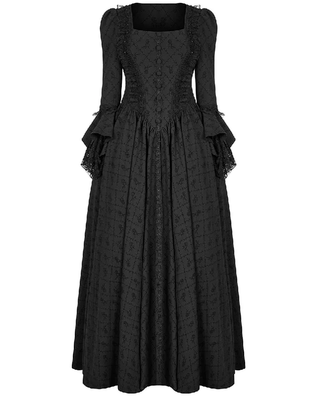 Punk Rave Womens Gothic Thorned Rose Gown Dress