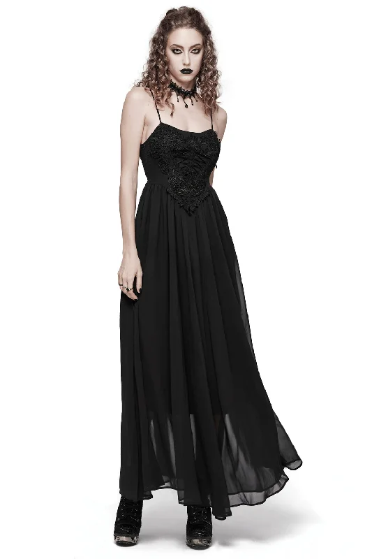 Stunning Women's Black Long Dress with Adjustable Straps