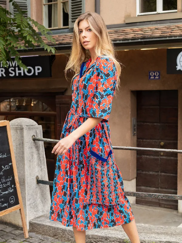 Emily Kaftan Dress, Red / Blue