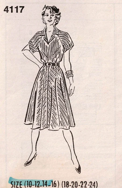 Mail Order 4117 Womens Raglan Sleeved Dress 1980s Vintage Sewing Pattern Size 10 - 16 UNCUT Factory Folded