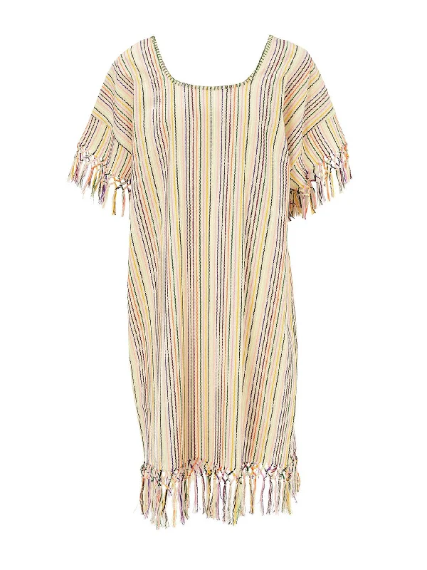 Peyote Rainbow Striped Cotton Dress