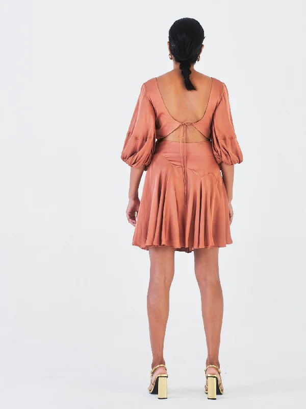 Parijaat Rose Fibre Fabric Dress, Brown