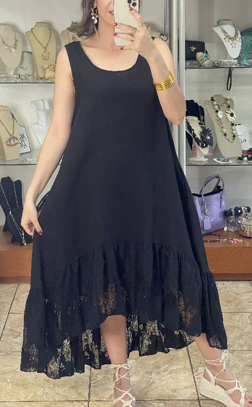 Sleeveless OS Linen Low/High Dress
