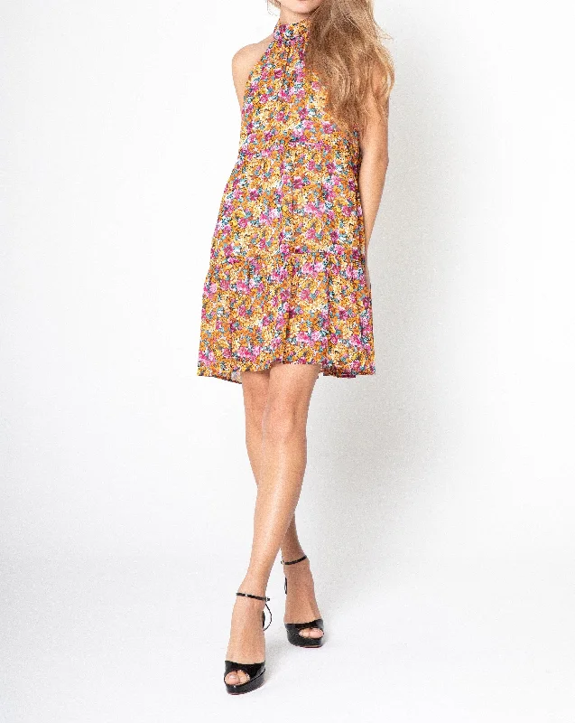 Floral Ruffle Halter Dress