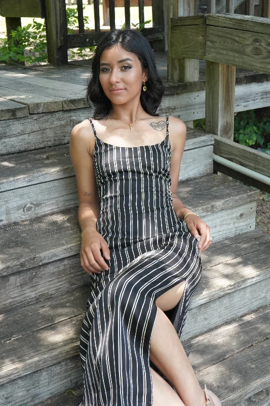 On Vacation Stripe Slit Dress