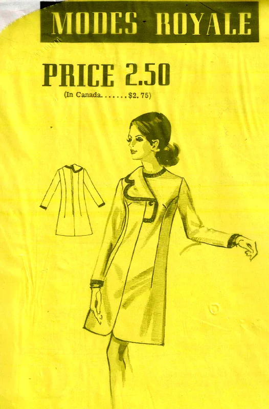 Modes Royale E-2446 RARE Cardinali Womens Right Lapel Shift Dress 1960s Vintage Sewing Pattern Size 16 Bust 38 inches UNUSED Factory Folded