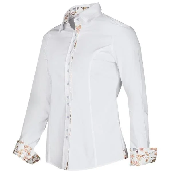 Baleno Mary Ladies Shirt White/Flower UK16 Comfortable Graphic Short Sleeve