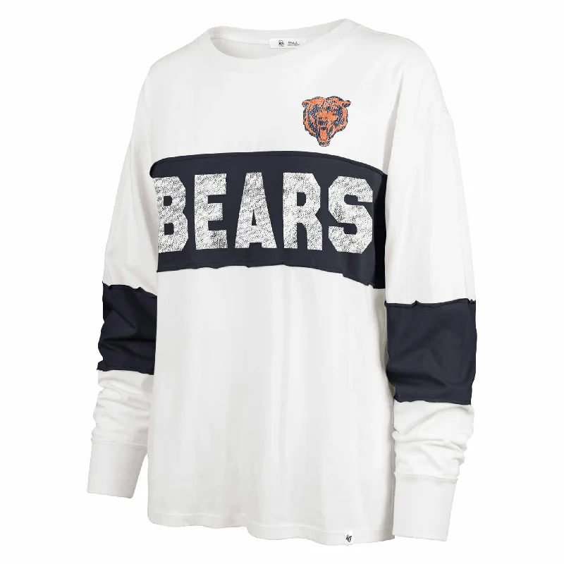 Chicago Bears 47 Brand Women's Sandstone Clubhouse Pride Taylor Longsleeve T Shirt Comfortable Graphic Short Sleeve