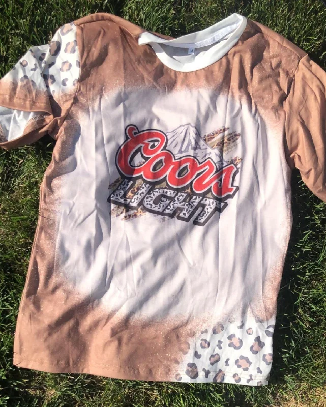 Coors Light Cheetah Print Sublimation Shirt-Size M Cozy Plain Short Sleeve