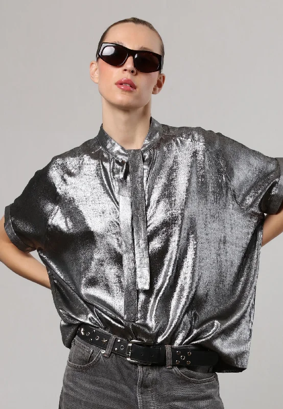 FOLD SHIRT SILVER FOIL Soft Cotton Short Tee